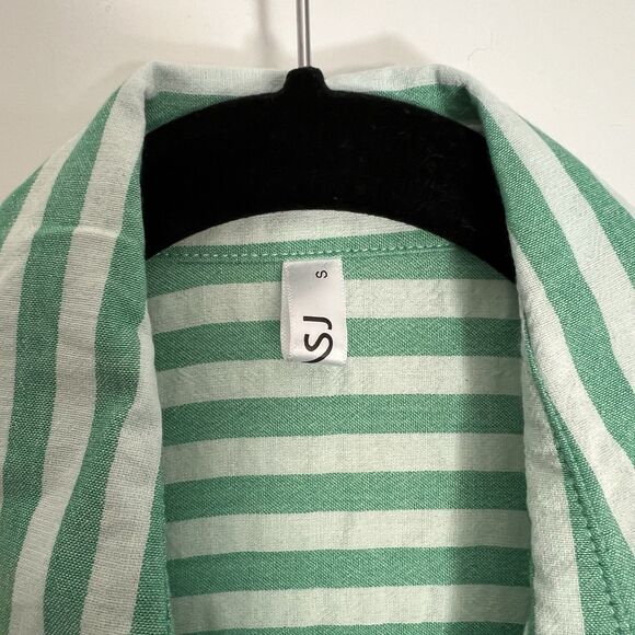 OMSJ Women’s Green And White Striped Button Down Shirt Size Small NWOT Brand New - Picture 4 of 5